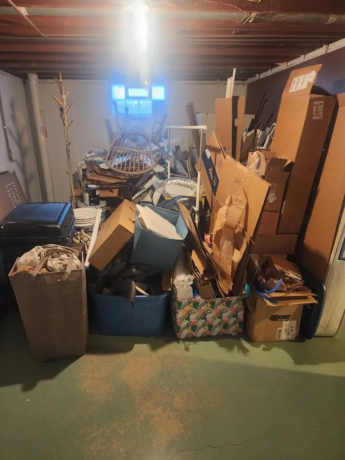 Roll-off dumpster container at job site for 2 Yard Dumpster Rental in Crestwood